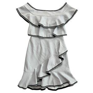 Rebecca Vallance Ruffle Asymmetric Dress Light Blue Size 2 Preppy Old Money‎